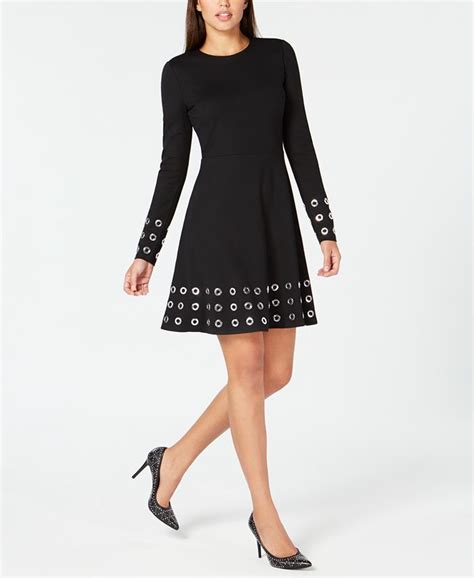 michael michael kors grommeted fit & flare dress|More.